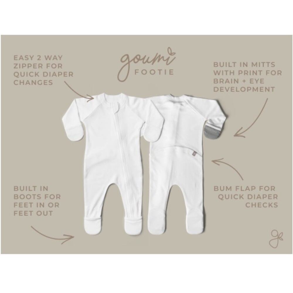 Goumi Kids Baby Macrame Footie 0-3 Months Sleeper Zippy Jumpsuit Bamboo Plants - Picture 8 of 9